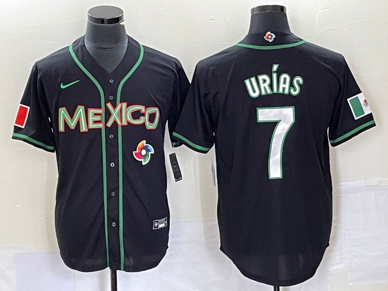Men 2023 World Cub Mexico #7 Urias Black white Nike MLB Jersey29